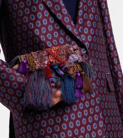 Dries Van Noten Tassel-embellished Envelope Clutch Bag In Burgundy