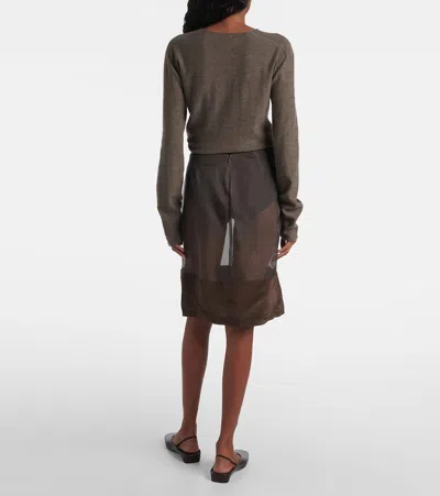 Calvin Klein Collection Mabel Satin-trimmed Mesh Midi Skirt In Gray