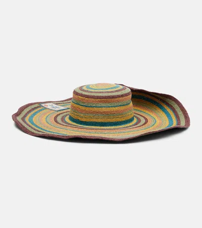 Alemais Dusk Striped Raffia Sun Hat In Multi