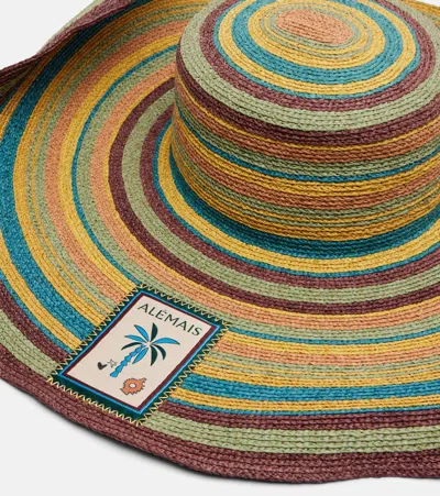 Alemais Dusk Striped Raffia Sun Hat In Multi