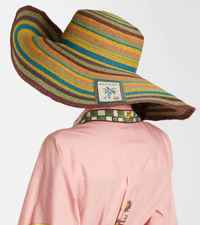 Alemais Dusk Striped Raffia Sun Hat In Multi
