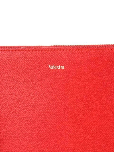 Shop Valextra Zipped Clutch In Red
