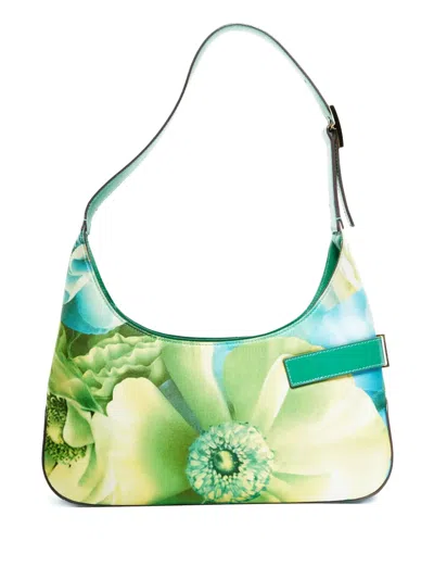 Pre-owned Ferragamo 2000s Gancini Flower-printed Shoulder Bag In White