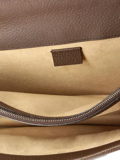 Pre-owned Gucci Dionysus Top Handle Chain Bag Gg Coated Canvas Small Satchel In Neutral