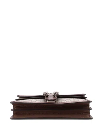 Pre-owned Gucci Dionysus Top Handle Chain Bag Gg Coated Canvas Small Satchel In Neutral