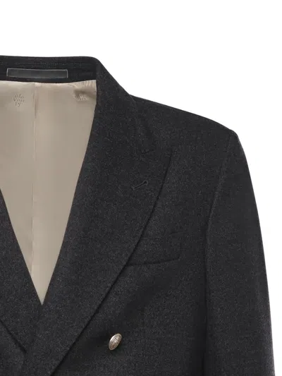 Eleventy Double-breasted Wool Jacket In Gray