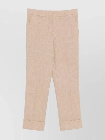Incotex Tailored Wool Trousers Cuffed Hem In Gold