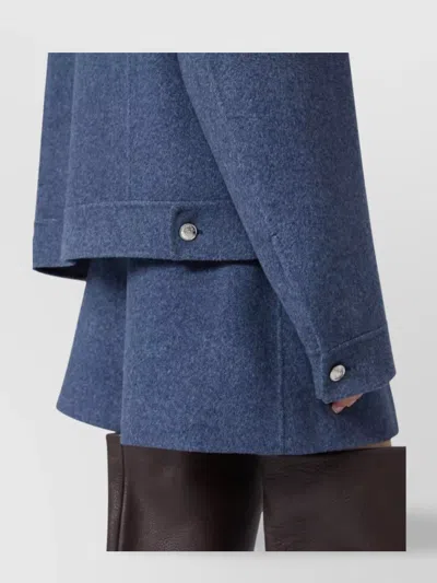 Sportmax Oversized Virgin Wool Jacket Pockets In Blue
