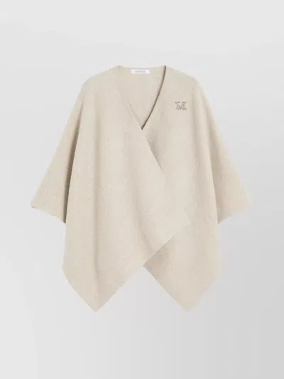 Max Mara Serra Alpaca Wool Scarf Cape In Neutral
