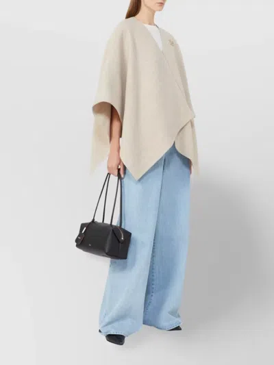 Max Mara Serra Alpaca Wool Scarf Cape In Neutral