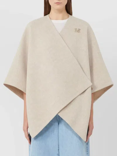 Max Mara Serra Alpaca Wool Scarf Cape In Neutral