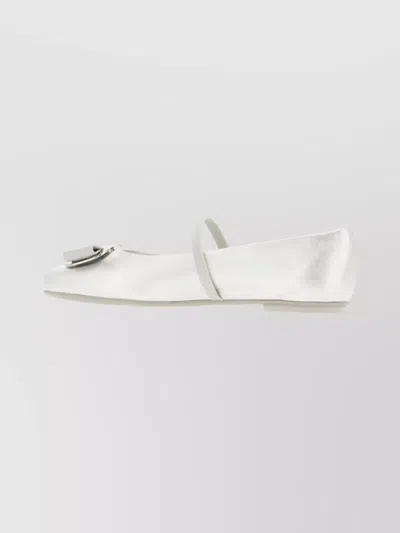 Ferragamo Zina Silver Ballerinas In Silver