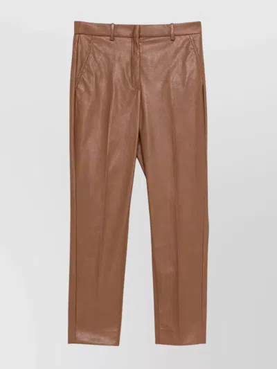 Incotex Coated Trousers With Pockets And Waistband In Brown
