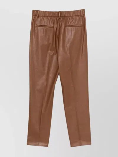 Incotex Coated Trousers With Pockets And Waistband In Brown