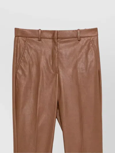 Incotex Coated Trousers With Pockets And Waistband In Brown