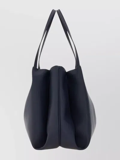 Ferragamo Large Olive Green Leather Tote Bag Women In Blue