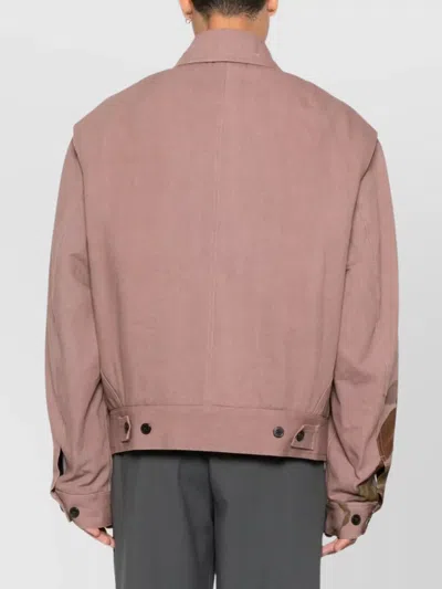 Dries Van Noten Abstract Print Collared Jacket Front Pockets In Pink
