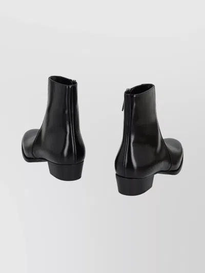 Saint Laurent Ankle Boots With Block Heel And Pointed Toe In Black