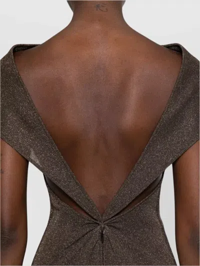 Max Mara Pianoforte Fitted Mini Dress With V-neck Back And Short Sleeves In Brown