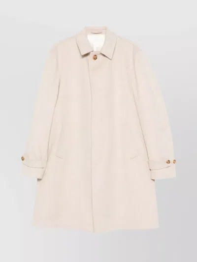 Lardini Long Virgin Wool Trench Coat For Men In Neutral