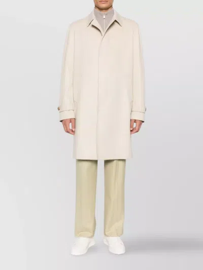 Lardini Long Virgin Wool Trench Coat For Men In Neutral