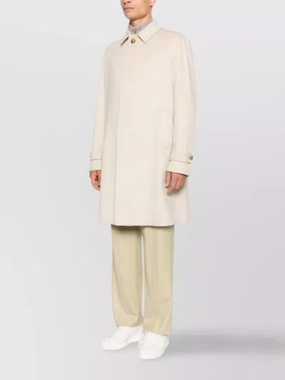 Lardini Long Virgin Wool Trench Coat For Men In Neutral