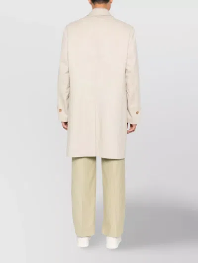 Lardini Long Virgin Wool Trench Coat For Men In Neutral