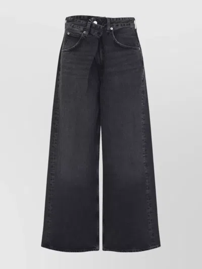 Agolde Vana Black Low-crotch Jeans With Book Closure In Denim Woman In Black