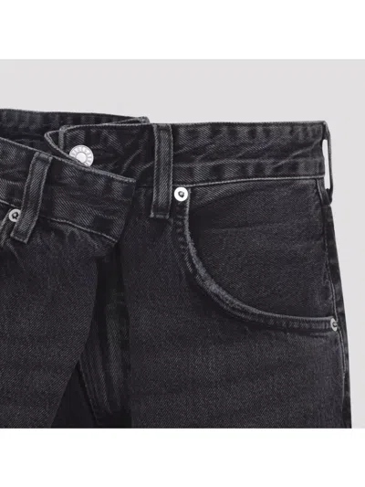 Agolde Vana Black Low-crotch Jeans With Book Closure In Denim Woman In Black