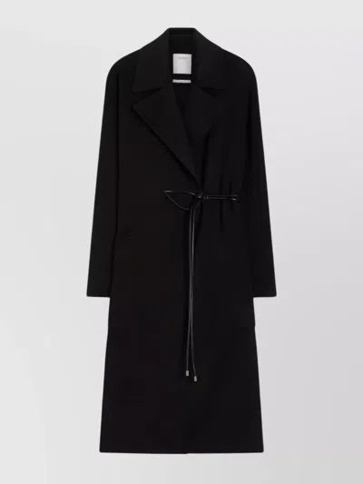 Sportmax Tie-cord Detail Single-breasted Coat In Black