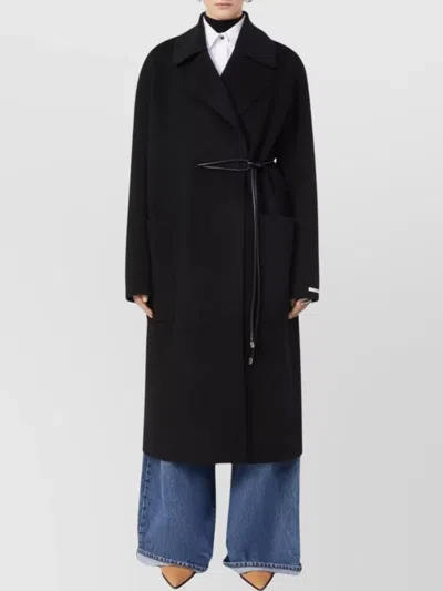 Sportmax Tie-cord Detail Single-breasted Coat In Black