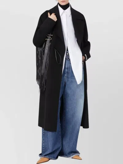 Sportmax Tie-cord Detail Single-breasted Coat In Black