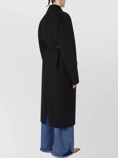 Sportmax Tie-cord Detail Single-breasted Coat In Black