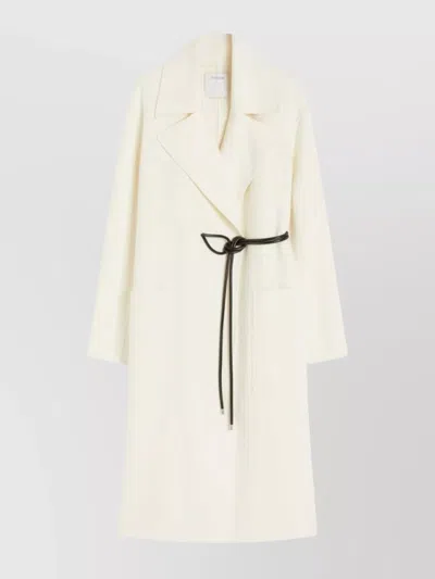 Sportmax Asymmetrical Wrap-style Long Coat In Soft Double Wool In White