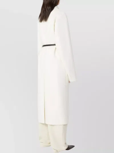 Sportmax Asymmetrical Wrap-style Long Coat In Soft Double Wool In White