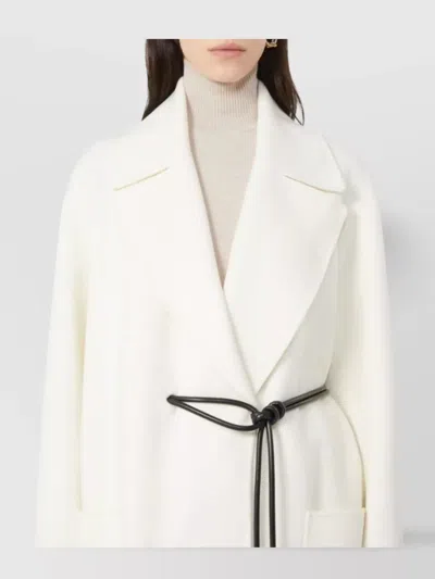 Sportmax Asymmetrical Wrap-style Long Coat In Soft Double Wool In White