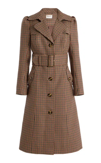 Cara Cara Charlie Houndstooth Trench Coat In Blue