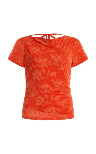 Sir Blanca Floral Jacquard Top In Orange