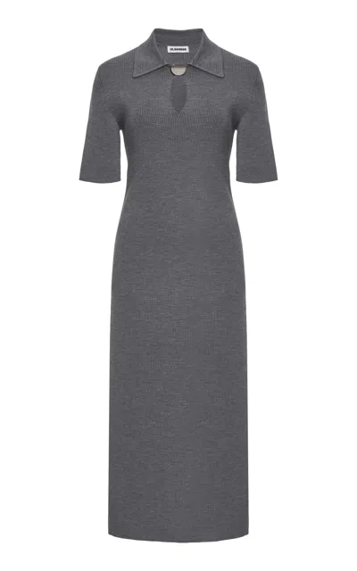 Jil Sander Virgin Wool Polo Dress In Gray