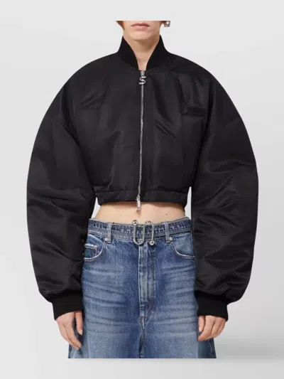 Sportmax Short Nylon Bomber Jacket In Black