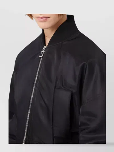 Sportmax Short Nylon Bomber Jacket In Black
