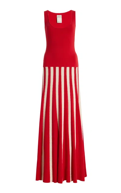 Escvdo Agreste Knit Cotton Maxi Dress In Red