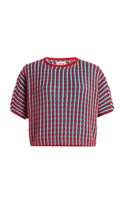 Escvdo Mito Knit Cotton Top In Red