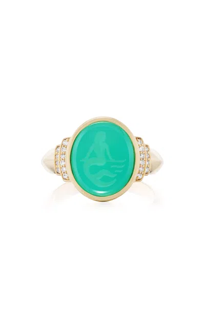 Sorellina Sirena Intaglio 18k Yellow Gold Diamond Ring In Gold
