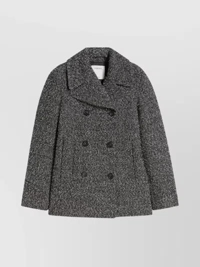 Sportmax Olaf Double Breast Wool Blend Short Coat In Gray