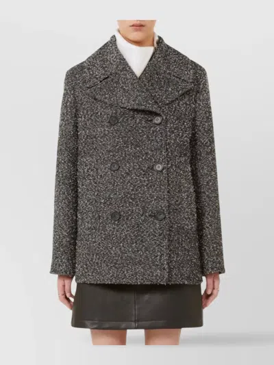 Sportmax Olaf Double Breast Wool Blend Short Coat In Gray
