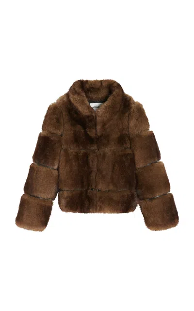 Apparis Sai Mink Faux Fur Cropped Coat In Multi