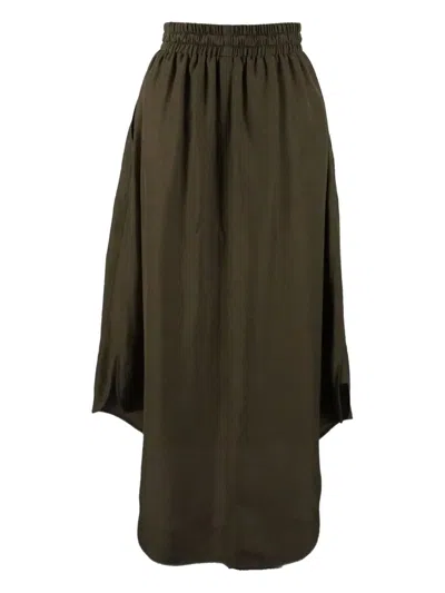 Pre-owned Loewe Silk A-line Midi Skirt In Green