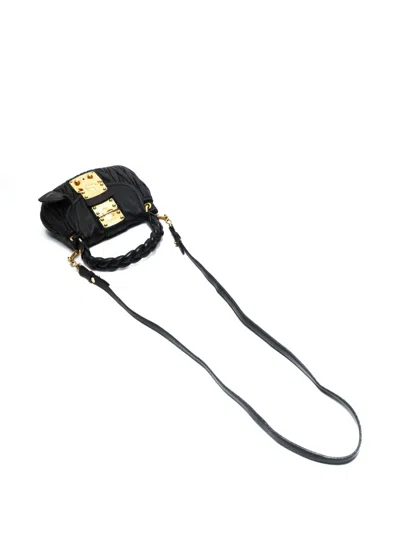 Pre-owned Miu Miu 2000s Matelassé Braided-handle Shoulder Bag In Black
