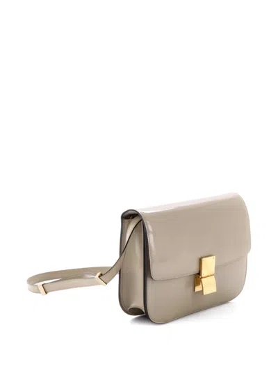 Pre-owned Celine Classic Box Bag Spazzolato Calfskin Medium Crossbody Bag In Neutral